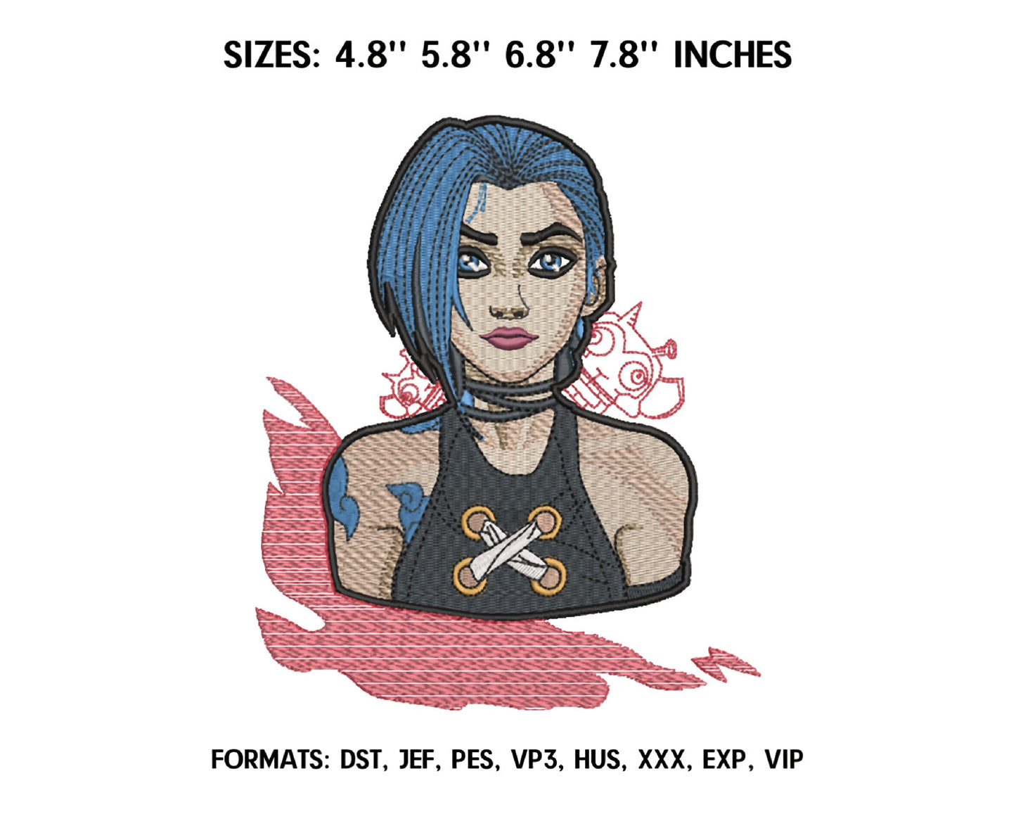 Jin Arcane Anime Embroidery Design, Digital Anime Embroidery File 03