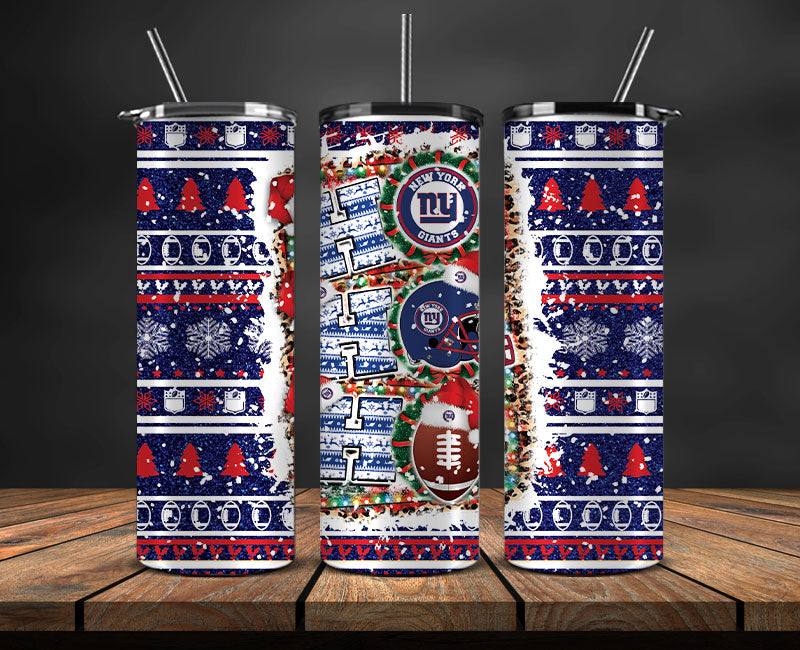 New York Giants Christmas Ho Ho Ho Tumbler Wrap, NFL Patterns Christmas Png 44