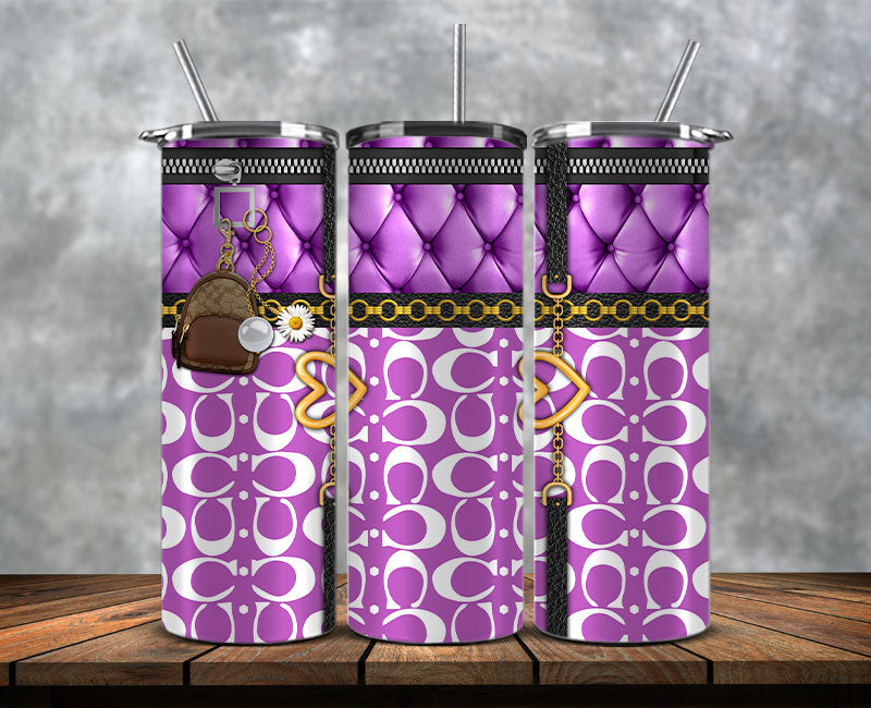 Fashion Tumbler Png, Luxury Skinny Tumbler, Coach Tumbler Png, Pattern Logo Fashion Tumbler Png 46