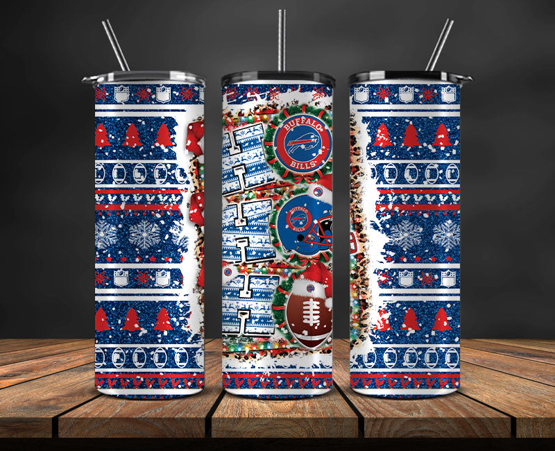 Buffalo Bills Christmas Ho Ho Ho Tumbler Wrap, NFL Patterns Christmas Png 51
