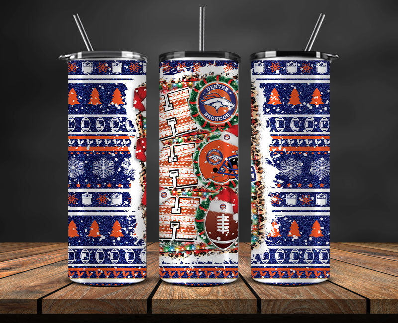 Denver Broncos Christmas Ho Ho Ho Tumbler Wrap, NFL Patterns Christmas Png 53