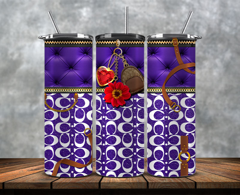 Fashion Tumbler Png, Luxury Skinny Tumbler, Coach Tumbler Png, Pattern Logo Fashion Tumbler Png 53