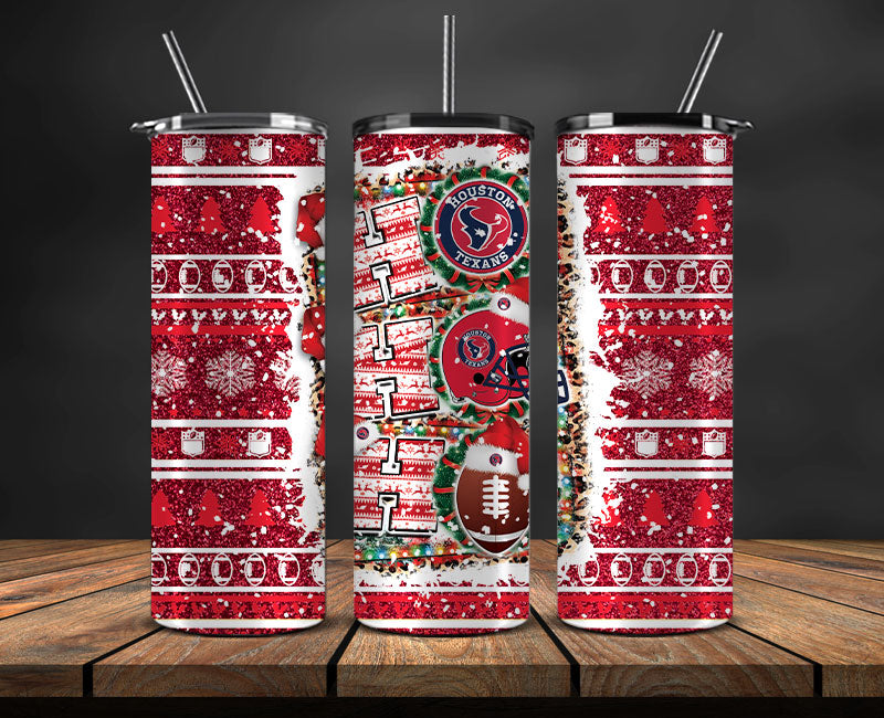 Houston Texans Christmas Ho Ho Ho Tumbler Wrap, NFL Patterns Christmas Png 54
