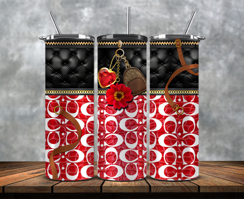 Fashion Tumbler Png, Luxury Skinny Tumbler, Coach Tumbler Png, Pattern Logo Fashion Tumbler Png 55