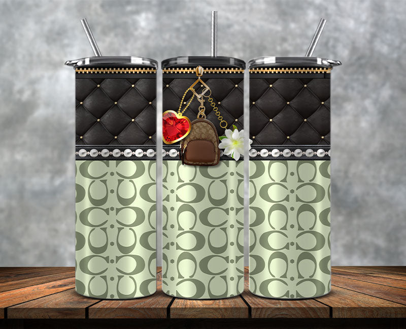 Fashion Tumbler Png, Luxury Skinny Tumbler, Coach Tumbler Png, Pattern Logo Fashion Tumbler Png 57