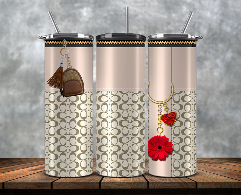 Fashion Tumbler Png, Luxury Skinny Tumbler, Coach Tumbler Png, Pattern Logo Fashion Tumbler Png 58