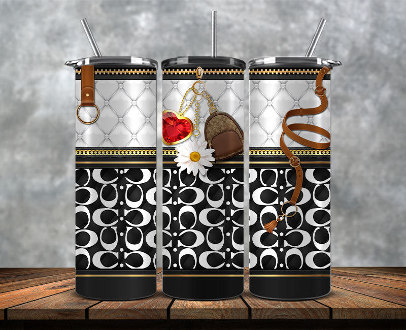 Fashion Tumbler Png, Luxury Skinny Tumbler, Coach Tumbler Png, Pattern Logo Fashion Tumbler Png 59