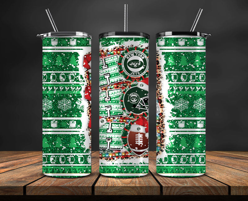 New York Jets Christmas Ho Ho Ho Tumbler Wrap, NFL Patterns Christmas Png 61