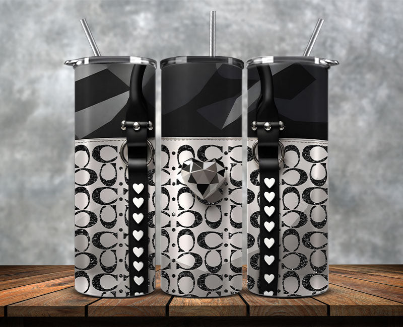 Fashion Tumbler Png, Luxury Skinny Tumbler, Coach Tumbler Png, Pattern Logo Fashion Tumbler Png 62