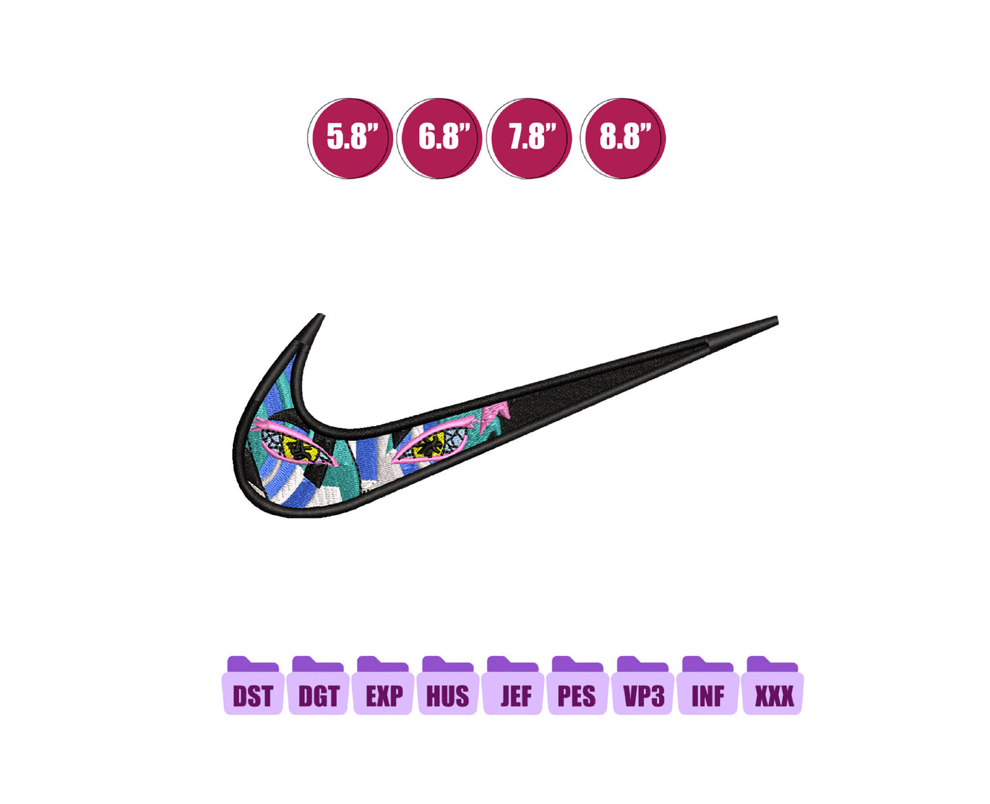 Akaza Eyes Ni ke Anime Embroidery Design, Ni ke Anime Embroidery Designs 64