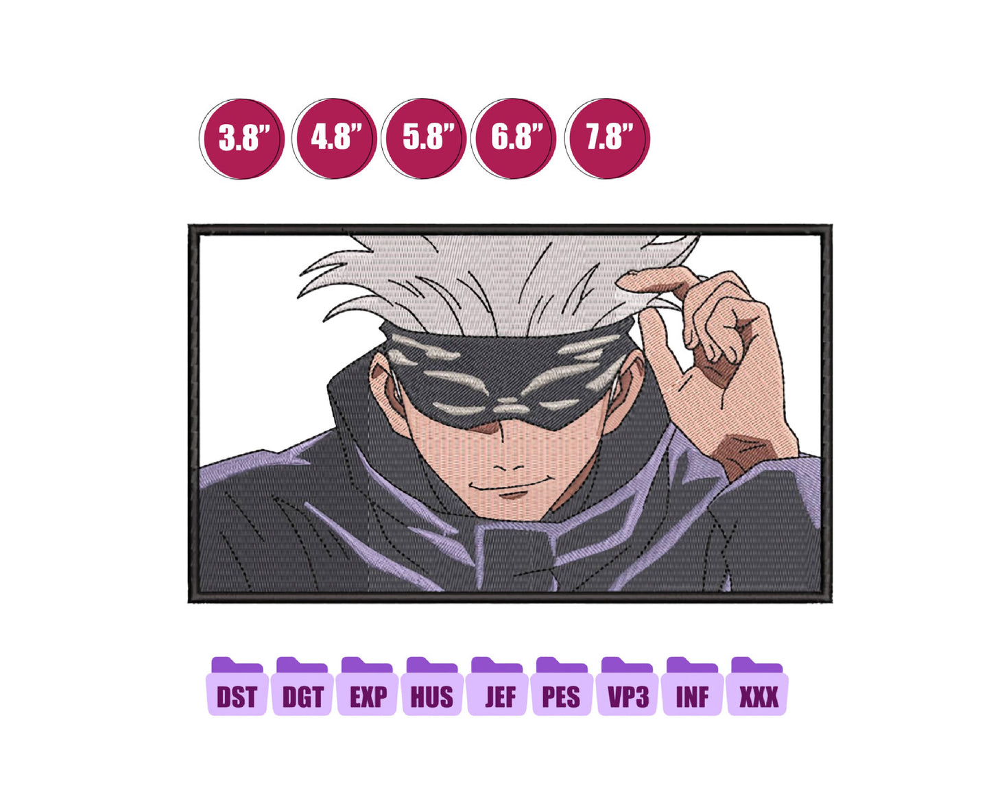 Satoru Anime Embroidery Design, Digital Anime Embroidery File 67