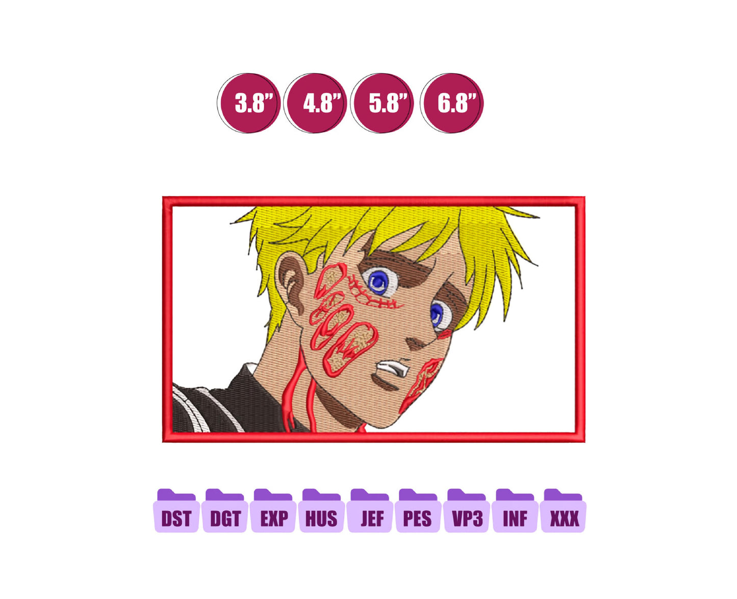 Armin Anime Embroidery Design, Digital Anime Embroidery File 69