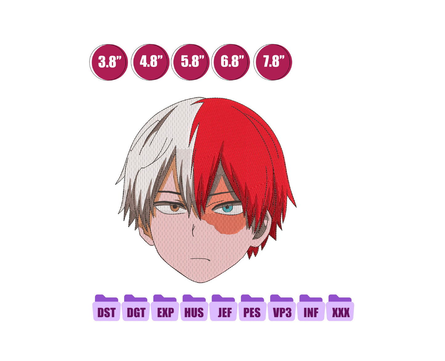 Shoto Anime Embroidery Design, Digital Anime Embroidery File 75