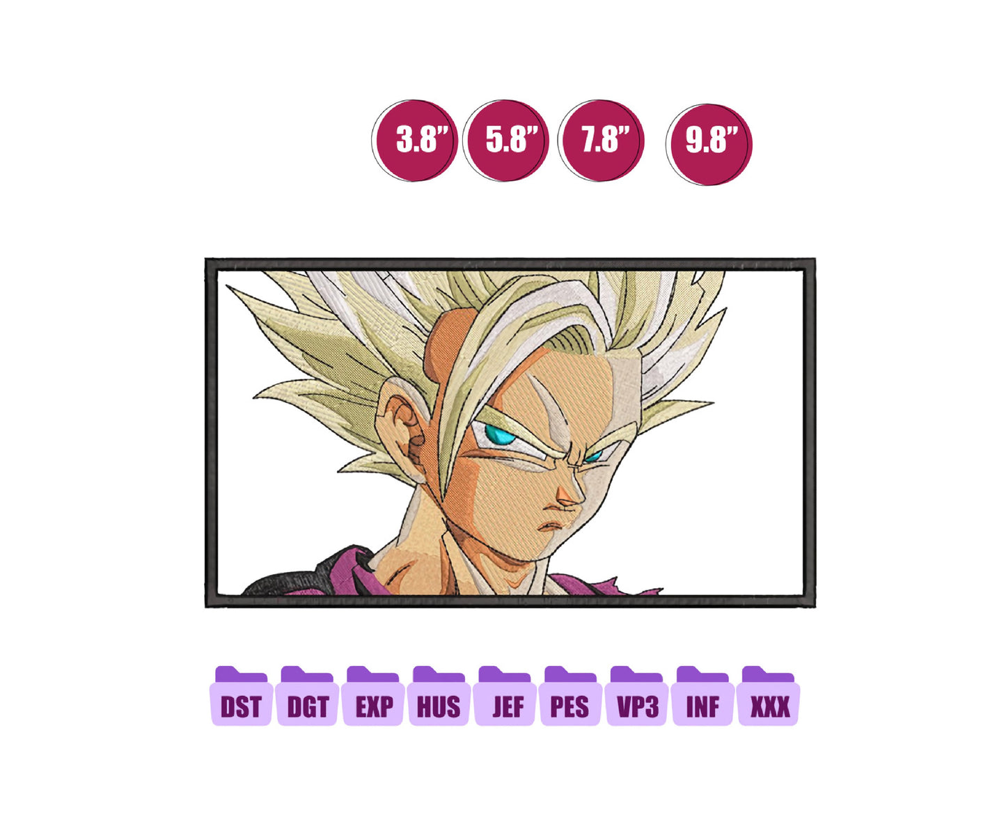 Gohan Anime Embroidery Design, Digital Anime Embroidery File 80