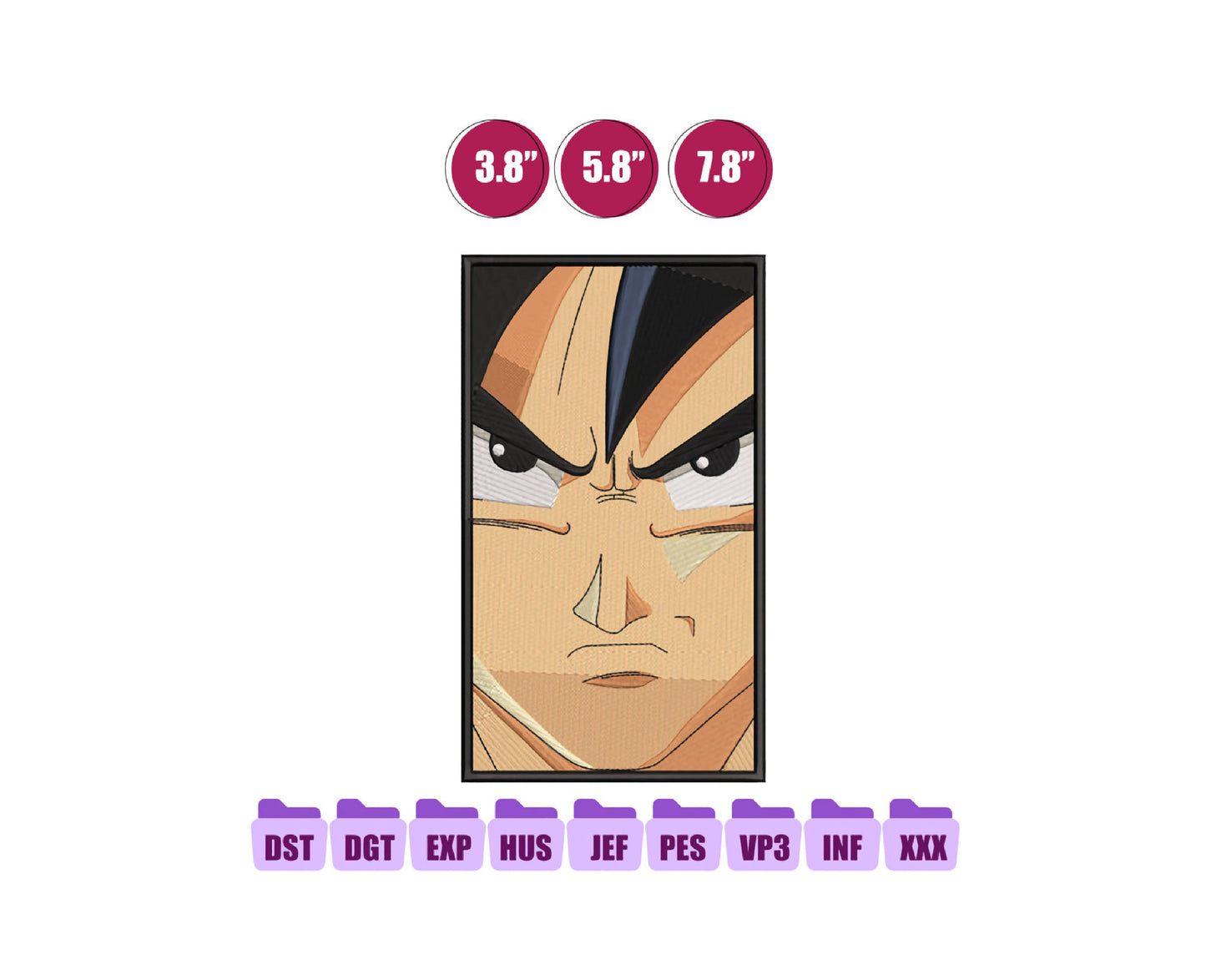 Goku Vertical Anime Embroidery Design, Digital Anime Embroidery File 85
