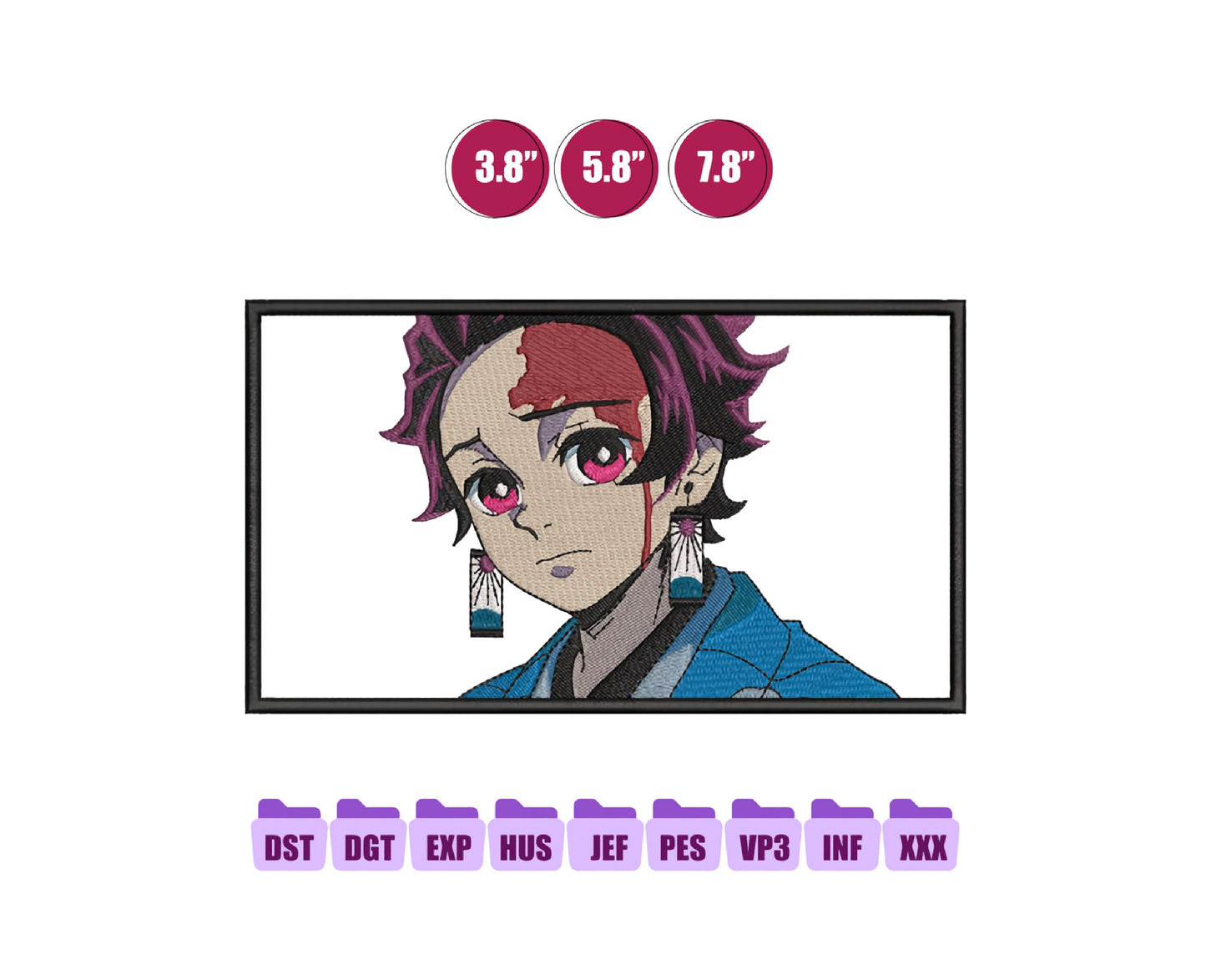 Tanjiro Anime Embroidery Design, Digital Anime Embroidery File 86