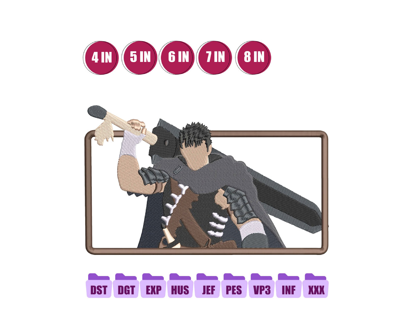 Berserk Anime Embroidery Design, Digital Anime Embroidery File 89