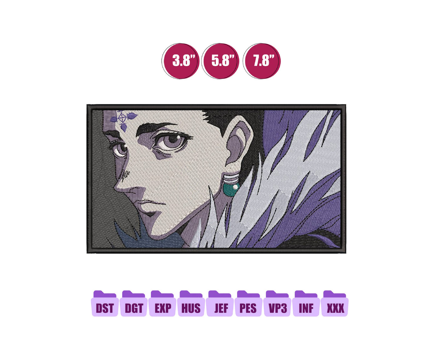 Chrollo Anime Embroidery Design, Digital Anime Embroidery File 90