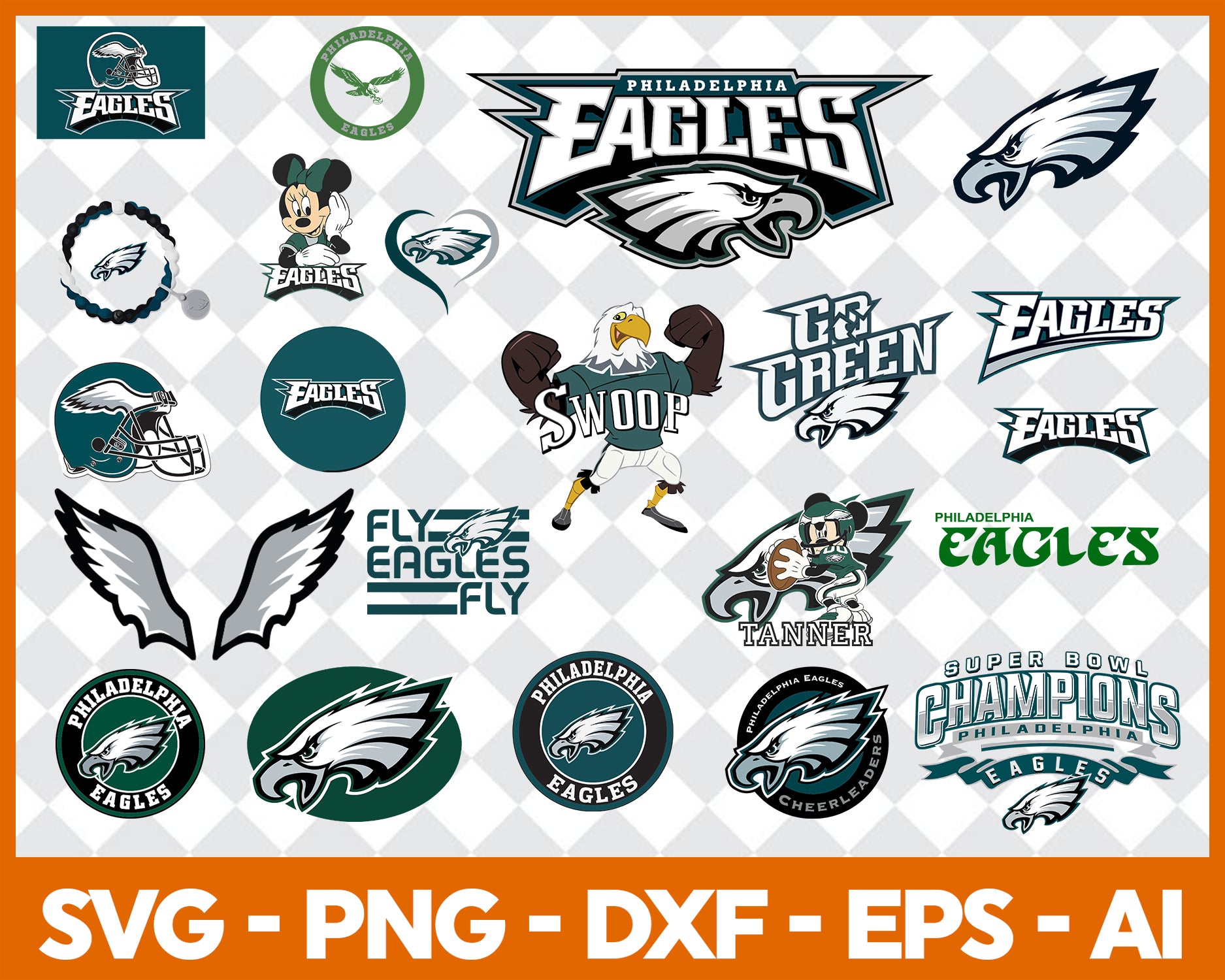 NFL Team Philadelphia Eagles Logo Clipart Silhouette PNG NFL SVG Cut File  for Cricut Digital Download