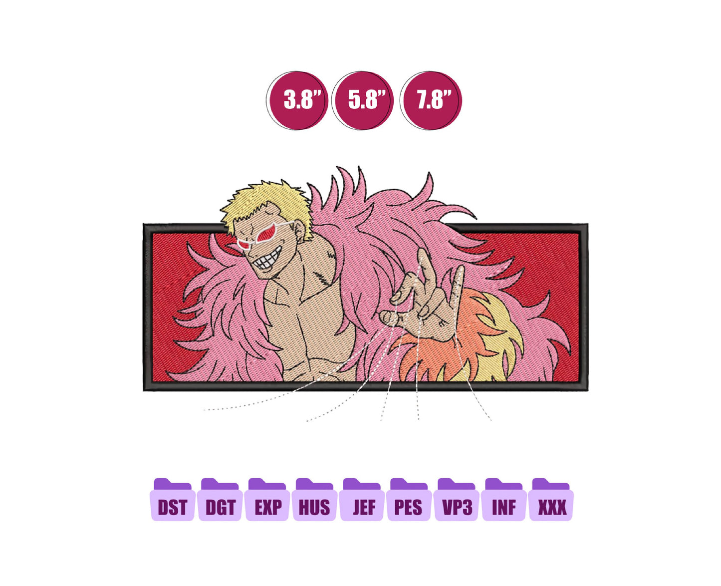 Doflamingo Anime Embroidery Design, Digital Anime Embroidery File 97