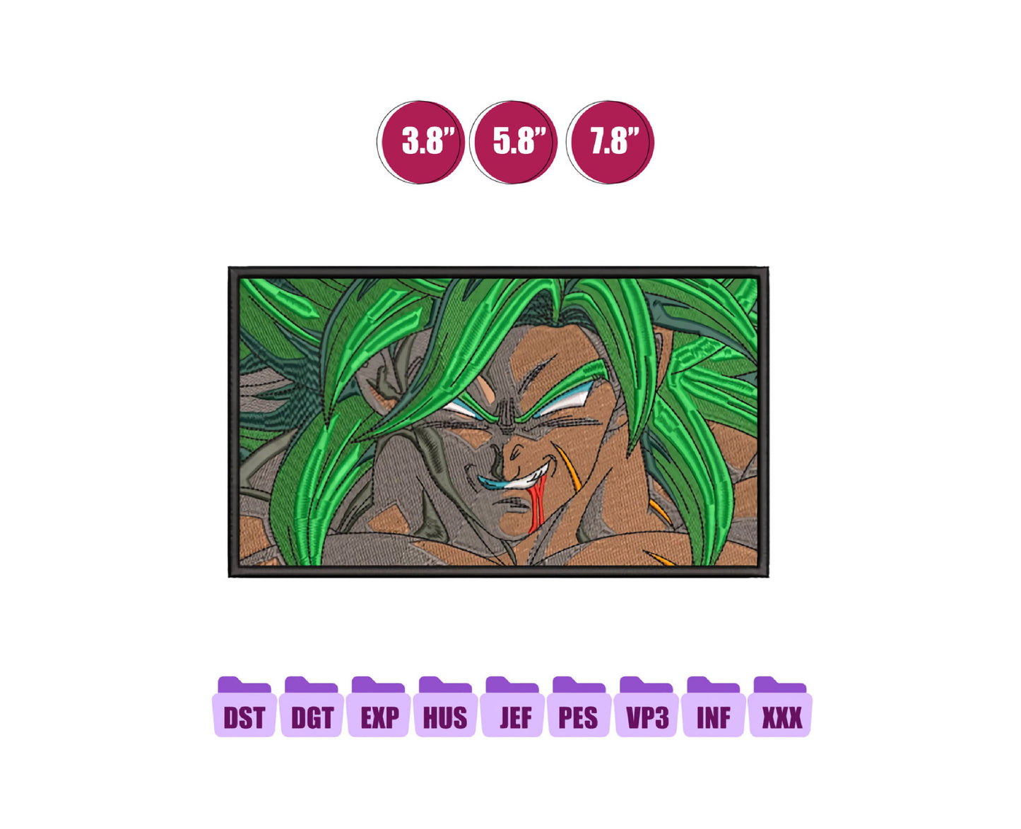 Broly Anime Embroidery Design, Digital Anime Embroidery File 98