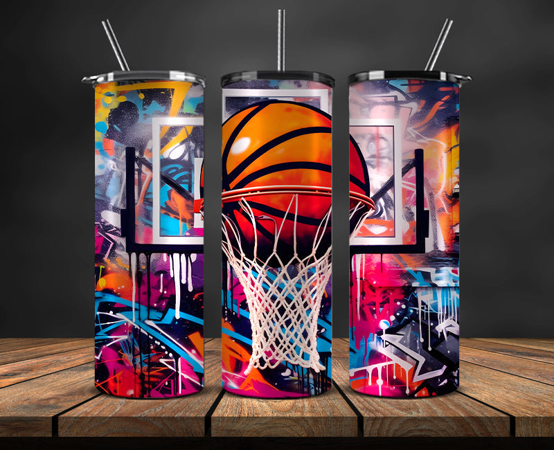 Graffiti Background 20 oz Skinny Tumbler, NBA Tumbler Png , NBA DS-11