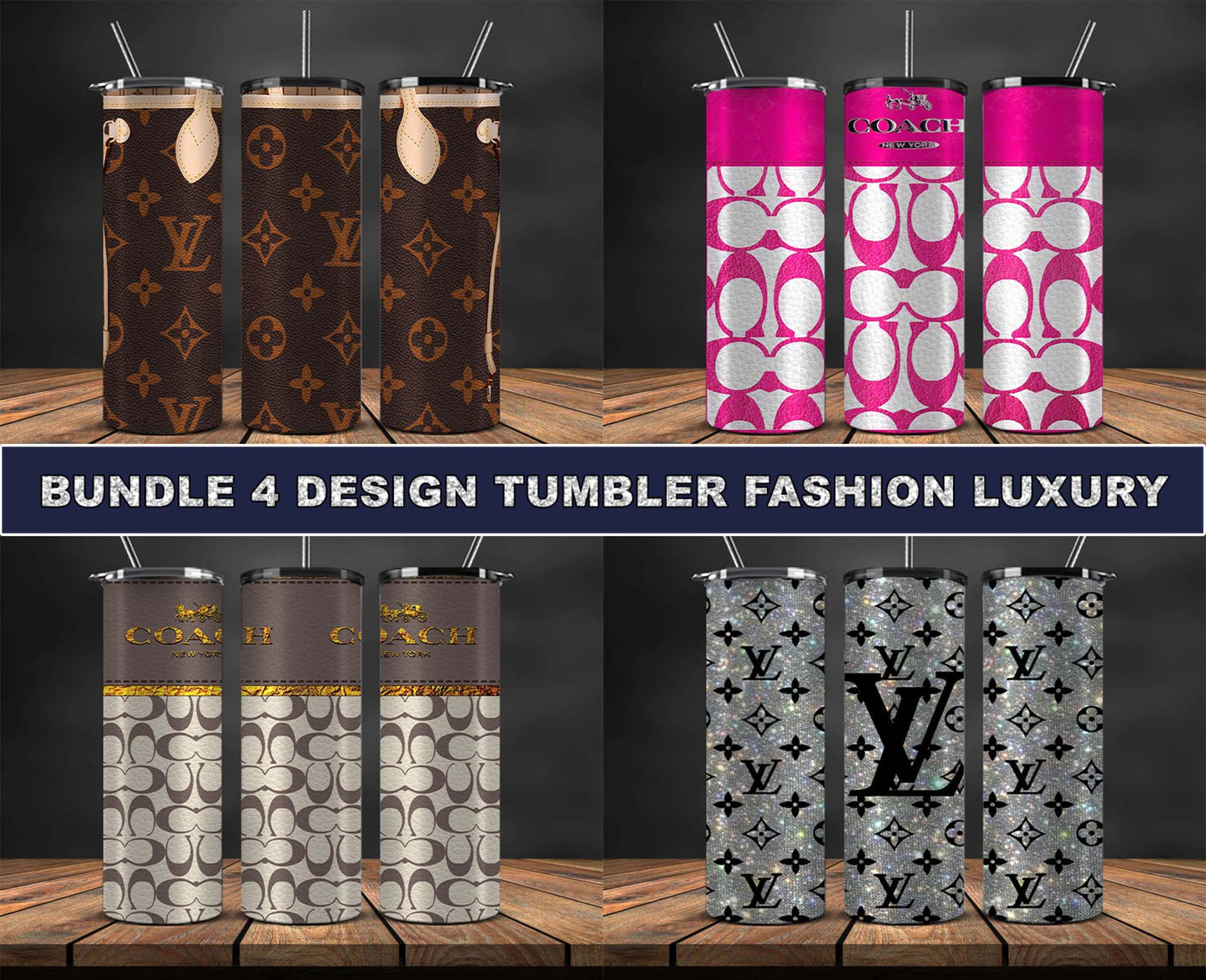 4 Dessign Logo Fashion Tumbler Wrap Bundle , Skinny Tumbler 20oz ,Logo Tumbler Wrap, Fashion Tumbler Wrap 120