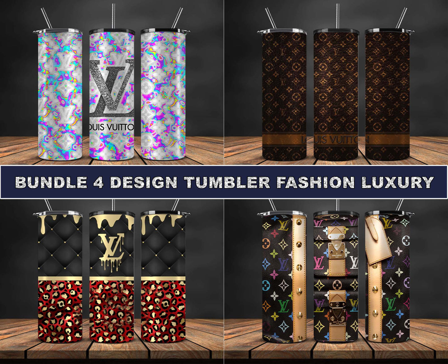 4 Dessign Logo Fashion Tumbler Wrap Bundle , Skinny Tumbler 20oz ,Logo Tumbler Wrap, Fashion Tumbler Wrap 122