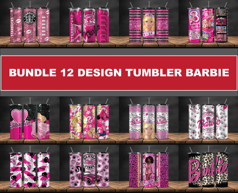 Bundle 12 Design Tumbler Barbie, Barbie Tumbler Wrap, Barbie Skinny 20oz 13