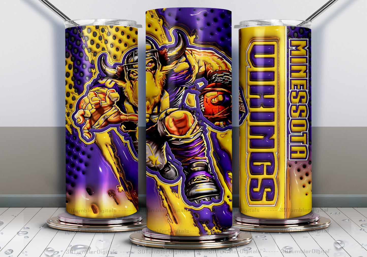 Vikings Tumbler Wrap , 3D Nfl Tumbler Wrap, Nfl Mascot Tumbler 16