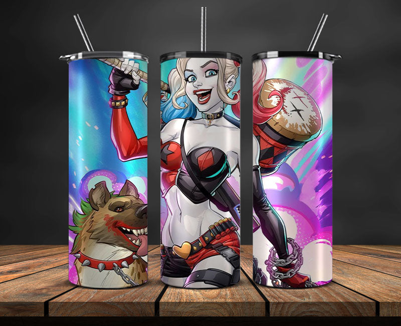 Harley Quinn Tumbler Wrap, Harley Quinn Tumbler 20oz Png,Harley Quinn Tumbler 01