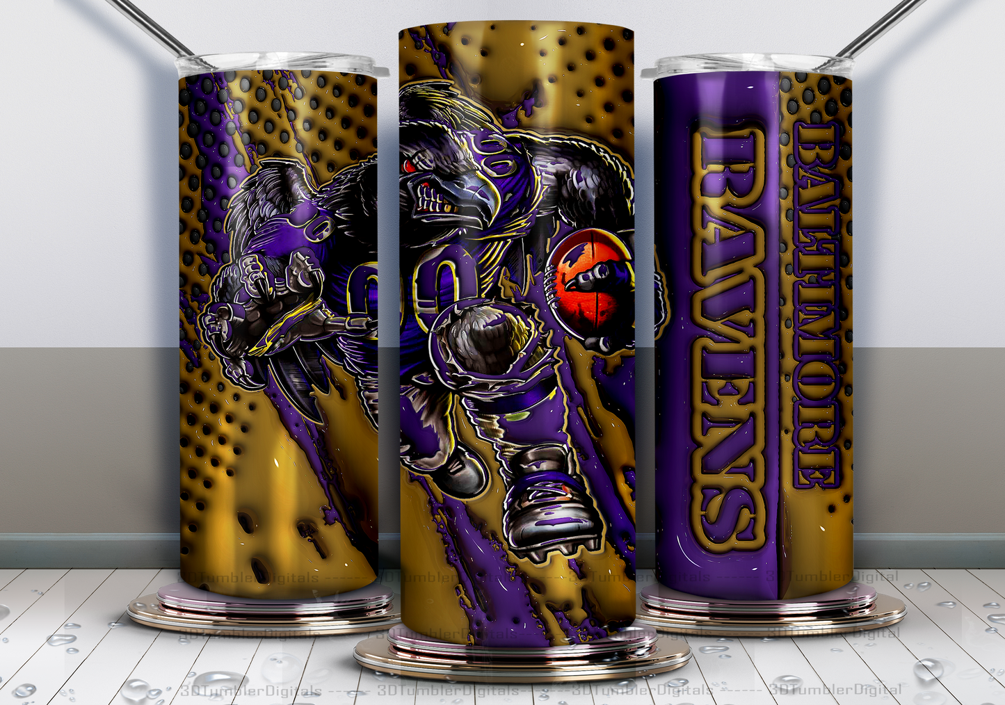 Ravens Tumbler Wrap , 3D Nfl Tumbler Wrap, Nfl Mascot Tumbler 02