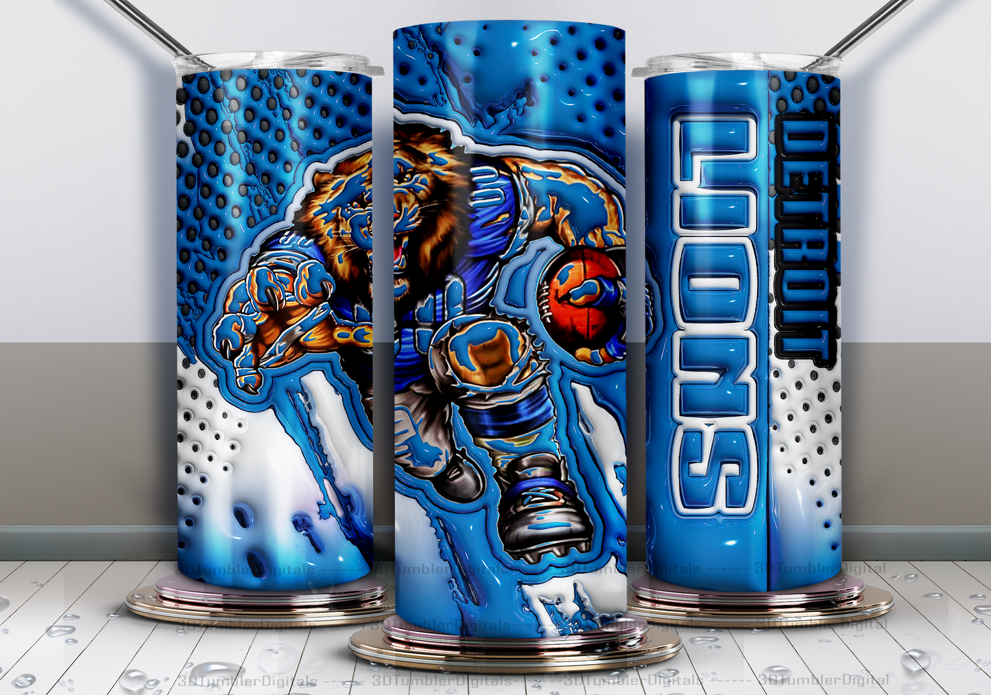 Detroit Lions Tumbler Wrap , 3D Nfl Tumbler Wrap, Nfl Mascot Tumbler 26