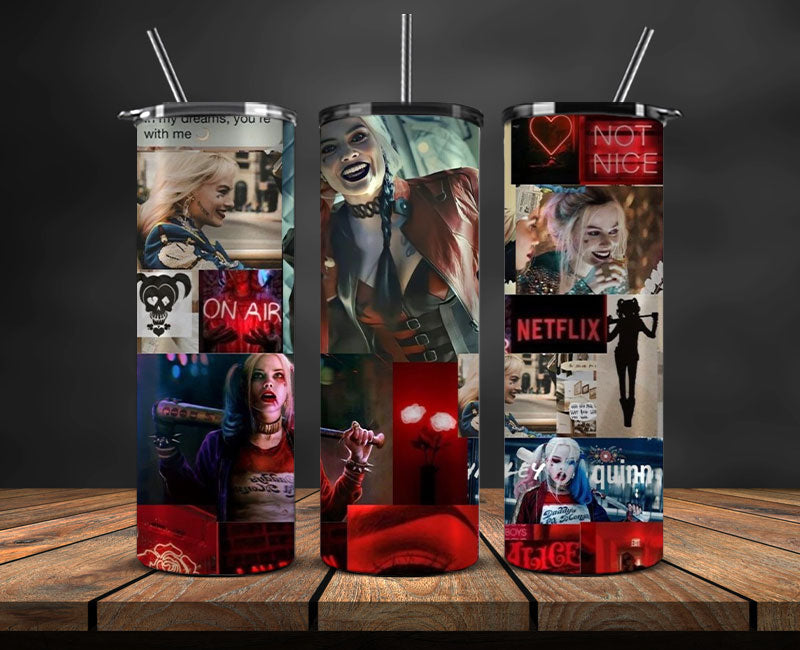 Harley Quinn Tumbler Wrap, Harley Quinn Tumbler 20oz Png,Harley Quinn Tumbler 02
