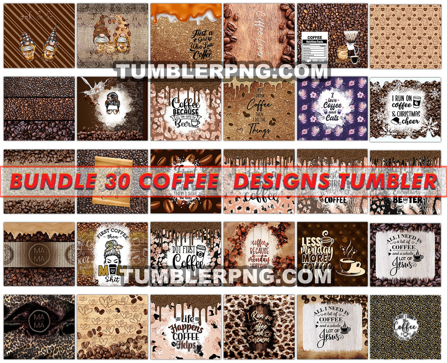 Bundle Coffee 20 oz Skinny Tumbler Sublimation Png, Coffee Tumbler Wrap 31