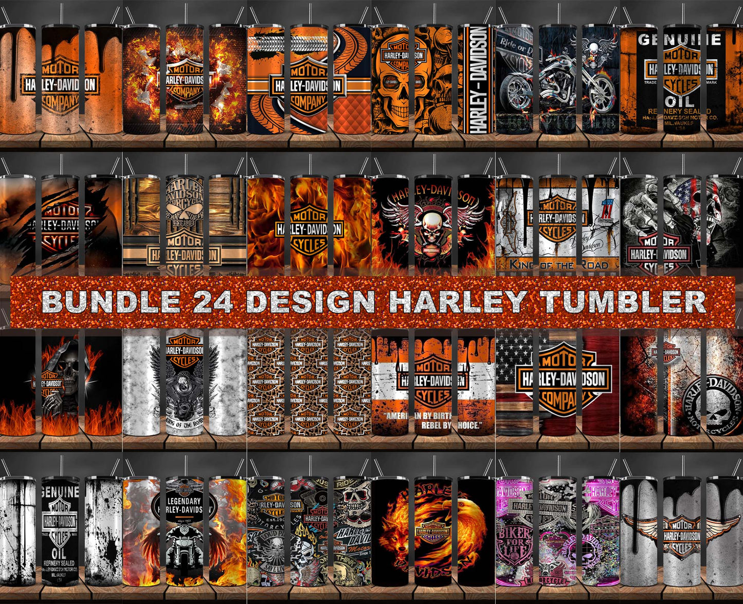 Bundle 24 Design Harley Skinny Tumbler Png, Motor Harley Digital Tumbler Wrap, Moto Tumbler Wrap 39