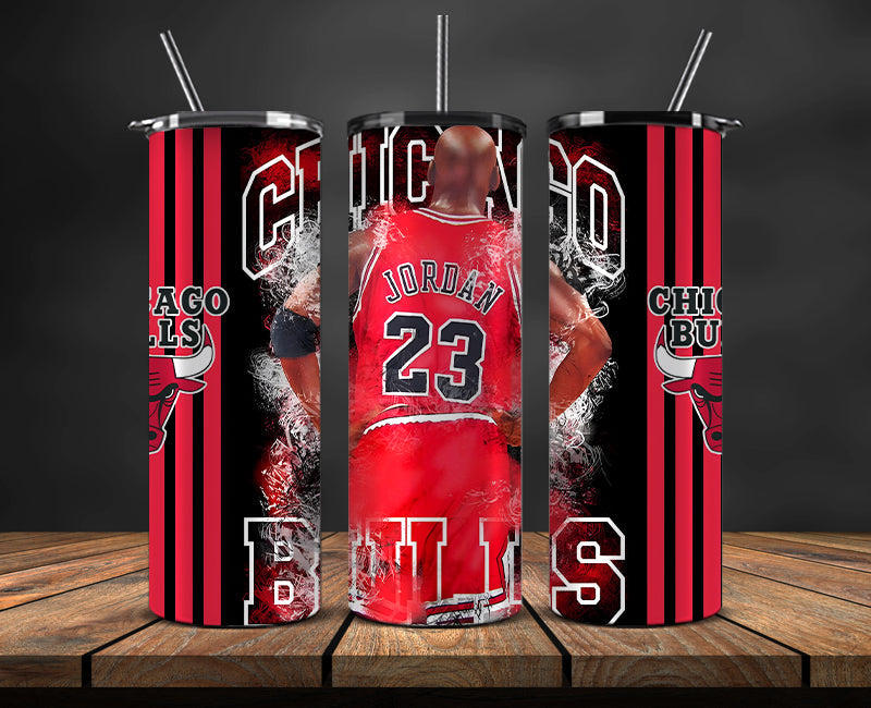 Bulls Basketball 20oz Tumbler Wrap, NBA Tumbler Png , NBA DS-04