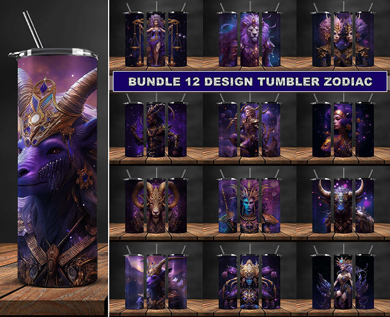 12 Zodiac Bundle 20oz Tumbler Sublimation Design ,Zodiac Tumbler wrap 53