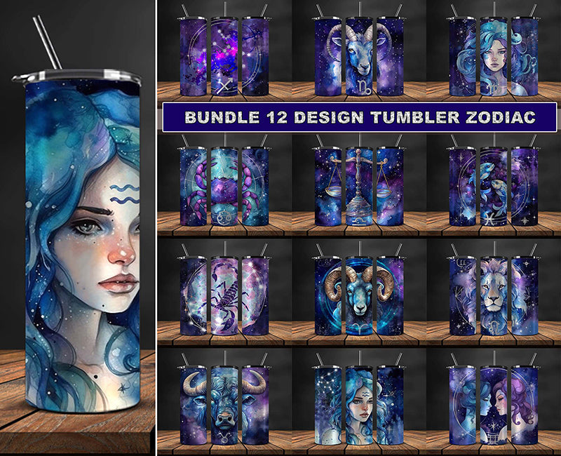 12 Zodiac Bundle 20oz Tumbler Sublimation Design ,Zodiac Tumbler wrap 54