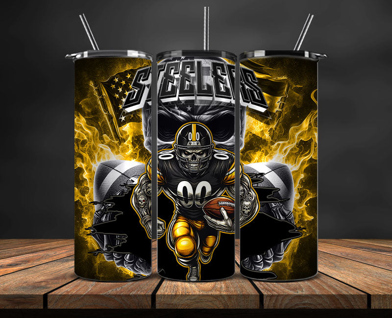 Pittsburgh Steelers Fire Tumbler Wraps,NFL Tumbler Wrap By AI, AI Tumbler Design 59