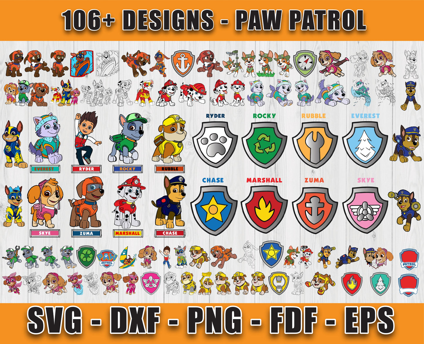 106 Designs Paw Patrol Svg Bundle, Bundle Cartoon Svg 07
