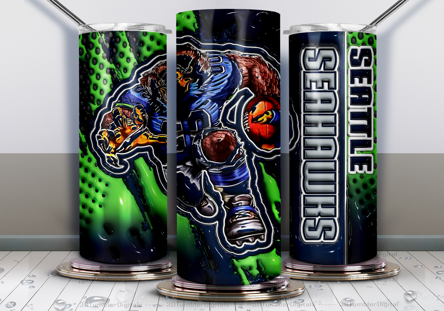 Seahawks Tumbler Wrap , 3D Nfl Tumbler Wrap, Nfl Mascot Tumbler 08