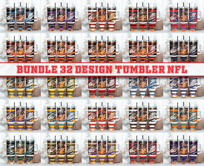 Bundle 32 Design Tumbler NFL 40oz Png, 40oz Tumbler Skinny 97