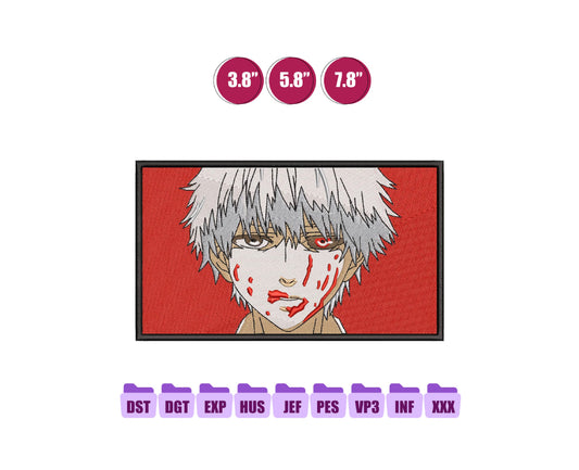 Kaneki Ken Anime Embroidery Design, Digital Anime Embroidery File 113