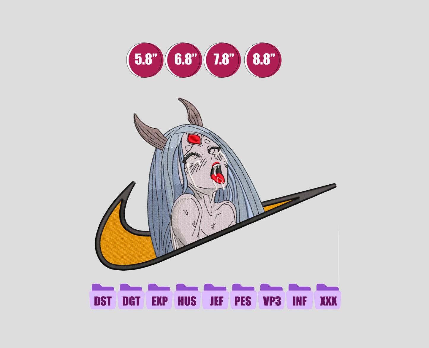 SWOOSH KAGUYA Anime Embroidery Design, Ni ke Anime Embroidery Designs 116