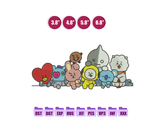 BT21 figure Anime Embroidery Design, Digital Anime Embroidery File 146
