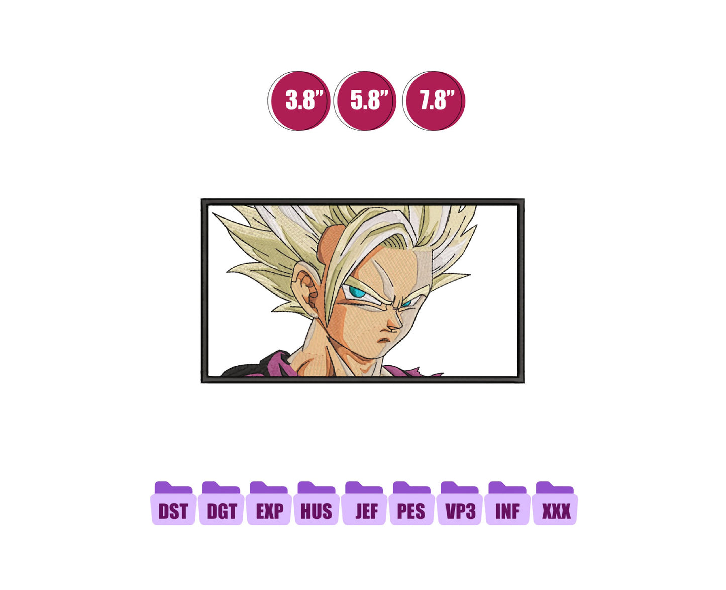 Gohan Anime Embroidery Design, Digital Anime Embroidery File 161