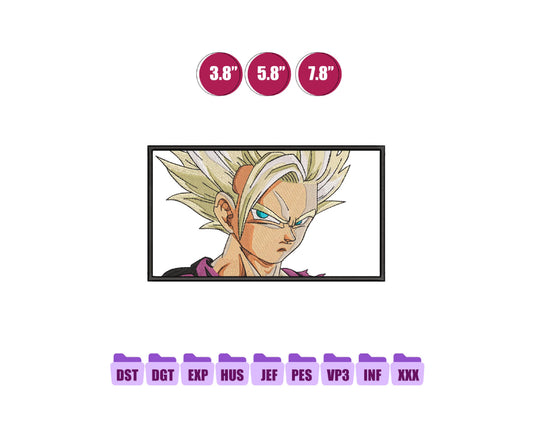 Gohan Anime Embroidery Design, Digital Anime Embroidery File 161