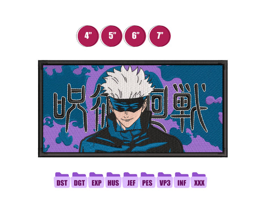 Gojo Anime Embroidery Design, Digital Anime Embroidery File 162