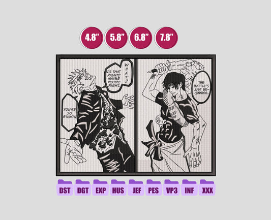 Gojo vs Toji Fushiguro Manga Anime Embroidery Design, Digital Anime Embroidery File 164